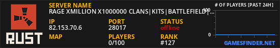 RAGE XMILLION X1000000 CLANS|KITS|BATTLEFIELD|PVP|FUN