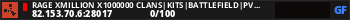 RAGE XMILLION X1000000 CLANS|KITS|BATTLEFIELD|PVP|FUN