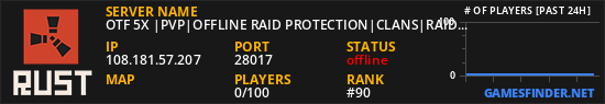 OTF 5X |PVP|OFFLINE RAID PROTECTION|CLANS|RAIDABLE BASES|SHOP|K