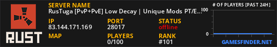 RusTuga [PvP+PvE] Low Decay | Unique Mods PT/EU