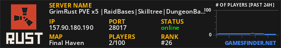 GrimRust PVE x5 |RaidBases|Skilltree|DungeonBases|Loot+|KITS|TP