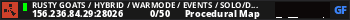 Rusty Goats / Hybrid / WarMode / Events / Solo/Duo/Trio