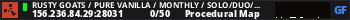 Rusty Goats / Pure Vanilla / Monthly / Solo/Duo/Trio