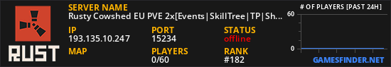Rusty Cowshed EU PVE 2x[Events|SkillTree|TP|Shops]
