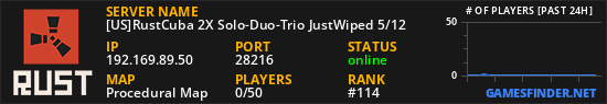 [US]RustCuba 2X Solo-Duo-Trio JustWiped 5/12