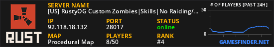 [US] RustyOG Custom Zombies|Skills|No Raiding/Killing