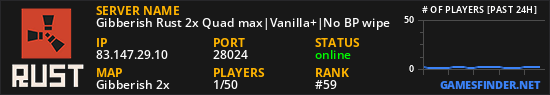 Gibberish Rust 2x Quad max|Vanilla+|No BP wipe