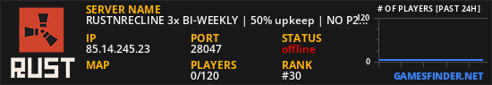 RUSTNRECLINE 3x BI-WEEKLY | 50% upkeep | NO P2W | WIPED 16/5